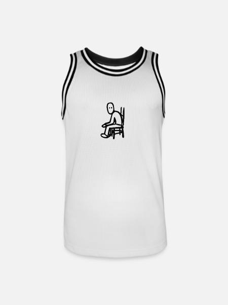 Siddende mand på stolen (Tegning) #BLACK - Herre basketball-trikot - hvid/sort