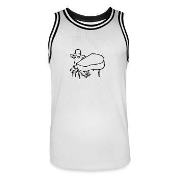 Pianist (Black) - Men's Basketball Jersey - white/black - Front - AI Model Male 185 dark (185cm)