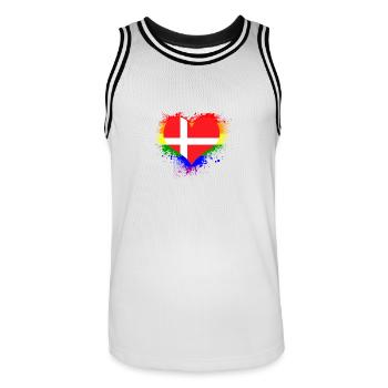 Regenbogen Flagge Herz Dänemark GayPride - Männer Basketball-Trikot - Weiß/Schwarz - Vorne - AI Model Male 185 dark (185cm)