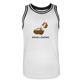 Brain loading by coffee - Männer Basketball-Trikot - Weiß/Schwarz - Vorne - AI Model Male 185 dark (185cm)