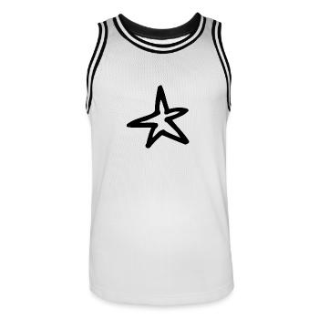 Schlichter Stern (Gemalt/Silhouette) - Männer Basketball-Trikot - Weiß/Schwarz - Vorne - AI Model Male 185 dark (185cm)