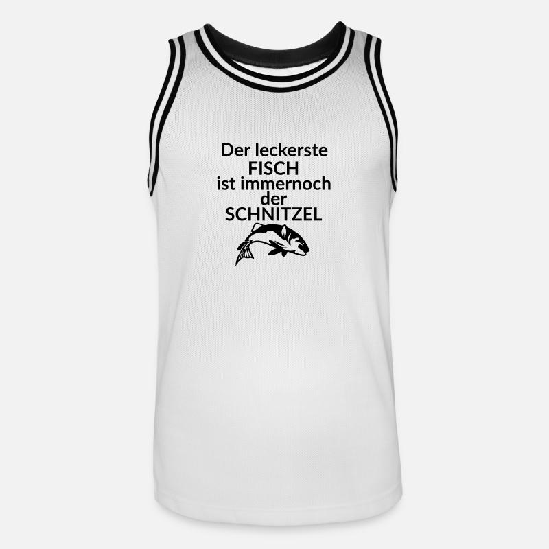 escalope poisson - Maillot de basket Homme - blanc/noir