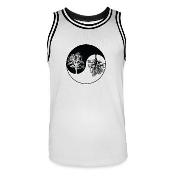 ying yang tree - Maillot de basket Homme - blanc/noir - Devant - AI Model Male 185 dark (185cm)