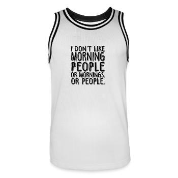 Spruch - Männer Basketball-Trikot - Weiß/Schwarz - Vorne - AI Model Male 185 dark (185cm)