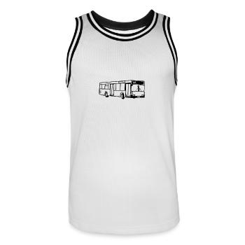 bus - Men's Basketball Jersey - white/black - Front - AI Model Male 185 dark (185cm)