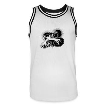 Party music DJ - Men's Basketball Jersey - white/black - Front - AI Model Male 185 dark (185cm)