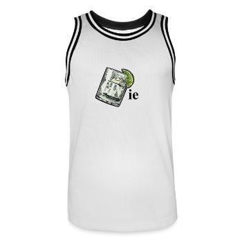 GINie (jeu de mots génial, blague de mots) Gin and Tonic - Maillot de basket Homme - blanc/noir - Devant - AI Model Male 185 dark (185cm)