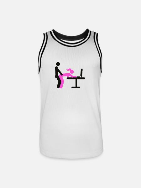 Sex at work desk - Men's Basketball Jersey - white/black