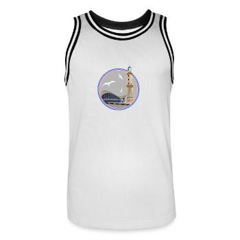 Phare ICON et Teepott Rostock Warnemünde - Maillot de basket Homme - blanc/noir - Devant - AI Model Male 185 dark (185cm)