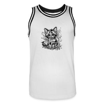 Süsse knuddlige Katze im Graffiti Tattoo Style - Männer Basketball-Trikot - Weiß/Schwarz - Vorne - AI Model Male 185 dark (185cm)