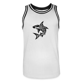 Tribal Hammerhai Style Taucher Fan Tattoo - Männer Basketball-Trikot - Weiß/Schwarz - Vorne - AI Model Male 185 dark (185cm)