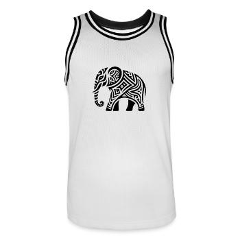 Elephant Tribal Art Tattoo with Big Ears - Men's Basketball Jersey - white/black - Front - AI Model Male 185 dark (185cm)