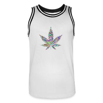 weed - Men's Basketball Jersey - white/black - Front - AI Model Male 185 dark (185cm)