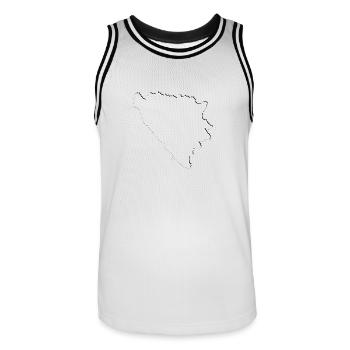 Bosnia map as an outline - Men's Basketball Jersey - white/black - Front - AI Model Male 185 dark (185cm)