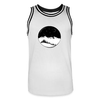 Night stars forest and mountains gift - Men's Basketball Jersey - white/black - Front - AI Model Male 185 dark (185cm)