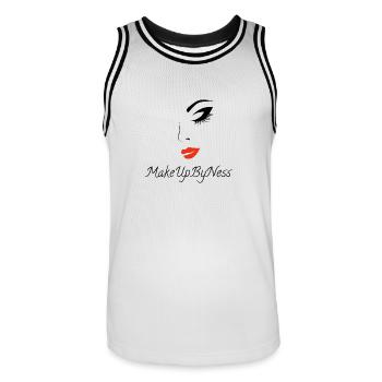 MakeUpByNess - Männer Basketball-Trikot - Weiß/Schwarz - Vorne - AI Model Male 185 dark (185cm)