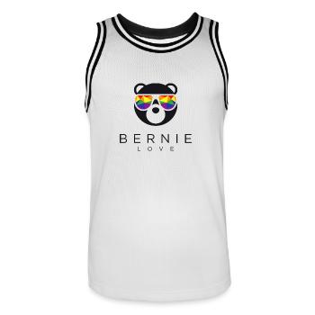 Bernie Love - Men's Basketball Jersey - white/black - Front - AI Model Male 185 dark (185cm)