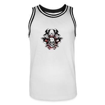 tete de mort dragon tribal crane skull chinois fan - Maillot de basket Homme - blanc/noir - Devant - AI Model Male 185 dark (185cm)