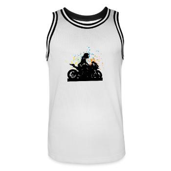 Mädchen Motorradfahrerin Geschenk - Männer Basketball-Trikot - Weiß/Schwarz - Vorne - AI Model Male 185 dark (185cm)