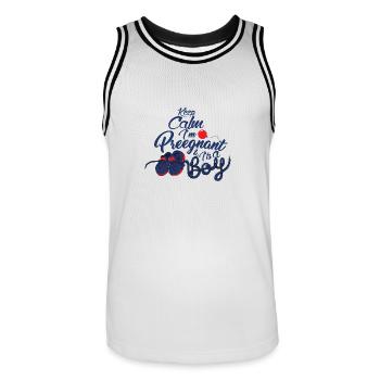 pregnant baby child born birth gift idea - Men's Basketball Jersey - white/black - Front - AI Model Male 185 dark (185cm)