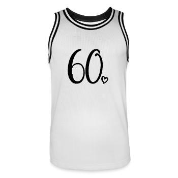 60ème anniversaire Femmes 60 ans Mignon Numéro 60 - Maillot de basket Homme - blanc/noir - Devant - AI Model Male 185 dark (185cm)