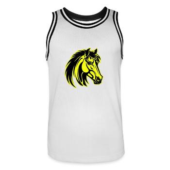 Icône de portrait de tête de cheval - Maillot de basket Homme - blanc/noir - Devant - AI Model Male 185 dark (185cm)