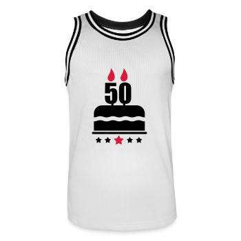 50 ans anniversaire,cadeau d'Anniversaire - Maillot de basket Homme - blanc/noir - Devant - AI Model Male 185 dark (185cm)