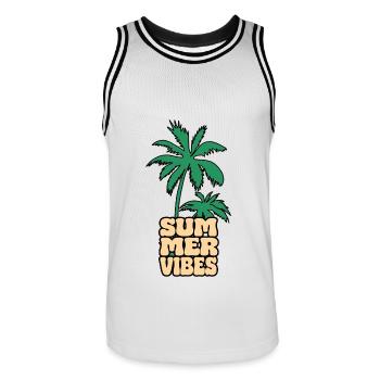 Summer Vibes Palme - Männer Basketball-Trikot - Weiß/Schwarz - Vorne - AI Model Male 185 dark (185cm)