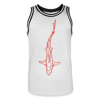 Roter Hai Silhouette - Männer Basketball-Trikot - Weiß/Schwarz - Vorne - AI Model Male 185 dark (185cm)