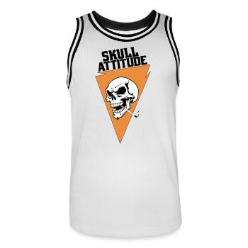 Rebel Skull with Triangle Cigarette - Men's Basketball Jersey - white/black - Front - AI Model Male 185 dark (185cm)