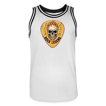 Rock Legend Skull with Flames - Men's Basketball Jersey - white/black - Front - AI Model Male 185 dark (185cm)