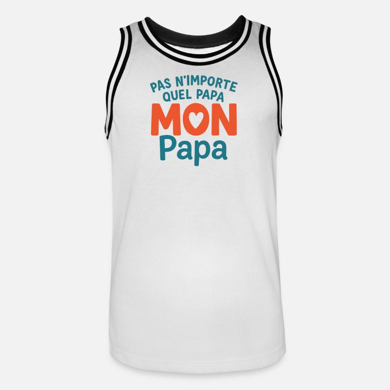 Mon Papa Unique  - Maillot de basket Homme - blanc/noir