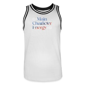 Main Character Energy colorful smilie - Men's Basketball Jersey - white/black - Front - AI Model Male 185 dark (185cm)