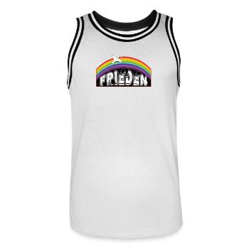 RAINBOW Rainbow PEACE - Men's Basketball Jersey - white/black - Front - AI Model Male 185 dark (185cm)