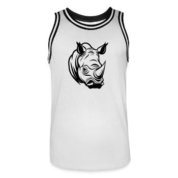 Rhino Head - Men's Basketball Jersey - white/black - Front - AI Model Male 185 dark (185cm)