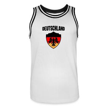 Deutschland - Männer Basketball-Trikot - Weiß/Schwarz - Vorne - AI Model Male 185 dark (185cm)
