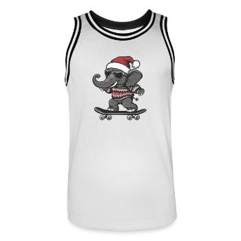 Mammouth Noël Drôle - Maillot de basket Homme - blanc/noir - Devant - AI Model Male 185 dark (185cm)