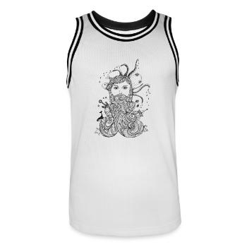 Wassermann - Männer Basketball-Trikot - Weiß/Schwarz - Vorne - AI Model Male 185 dark (185cm)