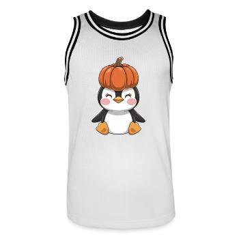 Cute Halloween Penguin with Pumpkin in October - Men's Basketball Jersey - white/black - Front - AI Model Male 185 dark (185cm)