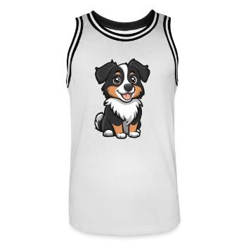 Australian Shepherd Dog Comic Cute - Men's Basketball Jersey - white/black - Front - AI Model Male 185 dark (185cm)