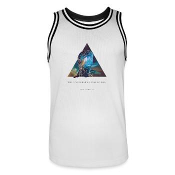 L'UNIVERS EST À L'INTÉRIEUR - Maillot de basket Homme - blanc/noir - Devant - AI Model Male 185 dark (185cm)