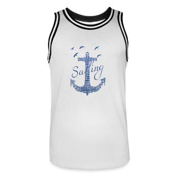 Segeln / Segler / Sailing - Männer Basketball-Trikot - Weiß/Schwarz - Vorne - AI Model Male 185 dark (185cm)