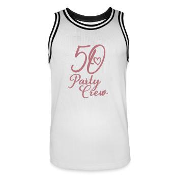 50 Party Crew 50th Birthday Party 50 Years Old - Men's Basketball Jersey - white/black - Front - AI Model Male 185 dark (185cm)