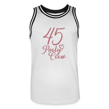 45 Party Crew 45. Geburtstag 45 Jahre alt - Männer Basketball-Trikot - Weiß/Schwarz - Vorne - AI Model Male 185 dark (185cm)