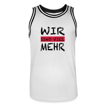 WIR SIND VIEL MEHR - Männer Basketball-Trikot - Weiß/Schwarz - Vorne - AI Model Male 185 dark (185cm)