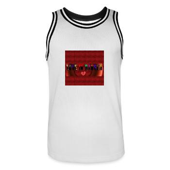 Love In Danger - Männer Basketball-Trikot - Weiß/Schwarz - Vorne - AI Model Male 185 dark (185cm)