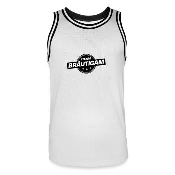 Team Bräutigam Hochzeitsfeier Hochzeit - Männer Basketball-Trikot - Weiß/Schwarz - Vorne - AI Model Male 185 dark (185cm)