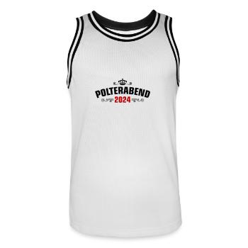 Polterabend 2024 - Männer Basketball-Trikot - Weiß/Schwarz - Vorne - AI Model Male 185 dark (185cm)