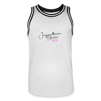 Hen Party 2024 Hen - Men's Basketball Jersey - white/black - Front - AI Model Male 185 dark (185cm)