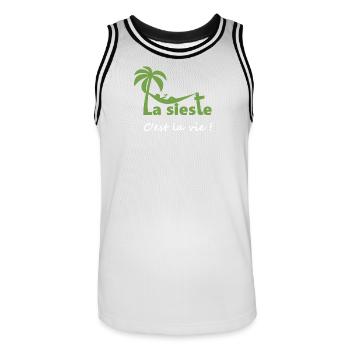 La sieste - Maillot de basket Homme - blanc/noir - Devant - AI Model Male 185 dark (185cm)